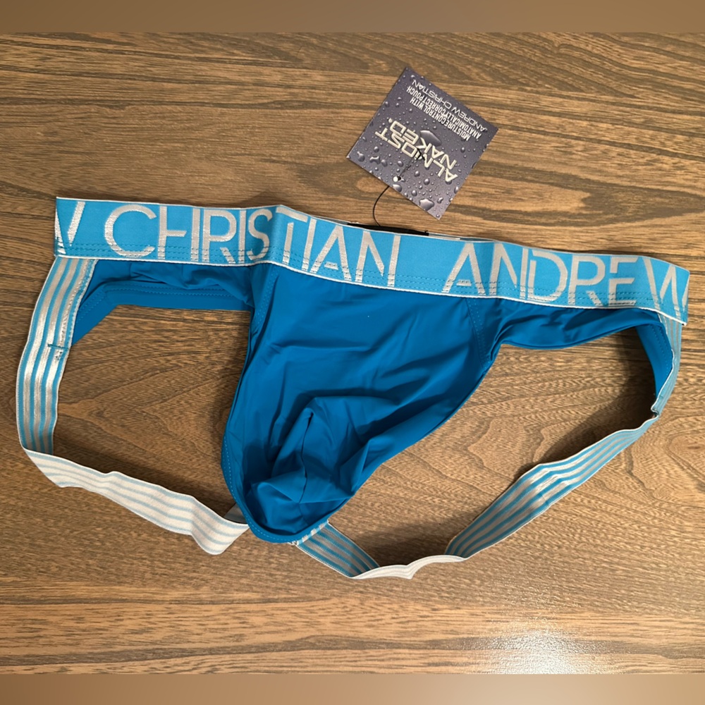 Andrew Christian Moisture Control Blue Jockstrap - Size L - NWT